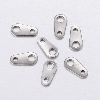 304 Stainless Steel Chain Tabs, Chain Extender Connectors, Stainless Steel Color, 8x4x0.6mm, Hole: 1mm & 2mm