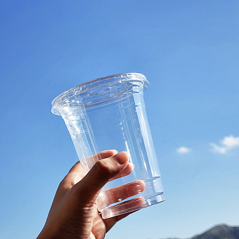 Plastic Disposable Cup, with Lids, Clear, 63~98x120mm, Capacity: 500ml(16.91fl. oz), 50pcs/set