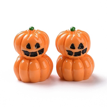 Halloween Opaque Resin Cabochons, Pumpkin Jack-O'-Lantern, Dark Orange, 25x19x20mm