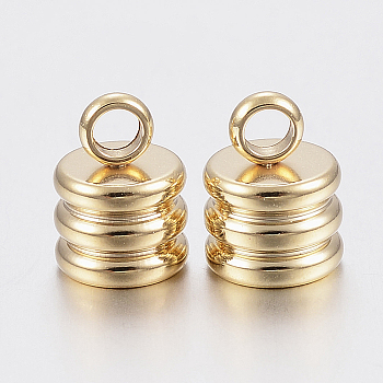 304 Stainless Steel Cord Ends, End Caps, Column, Golden, 9x7mm, Hole: 2.5mm, Inner Diameter: 5mm