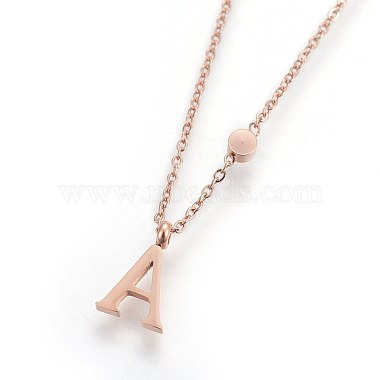 304 Stainless Steel Initial Pendant Necklaces(NJEW-G321-04RG-A)-2