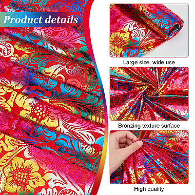 Phoenix Flower Pattern Bronzing Polyester Fabric(DIY-WH0032-98B)-4