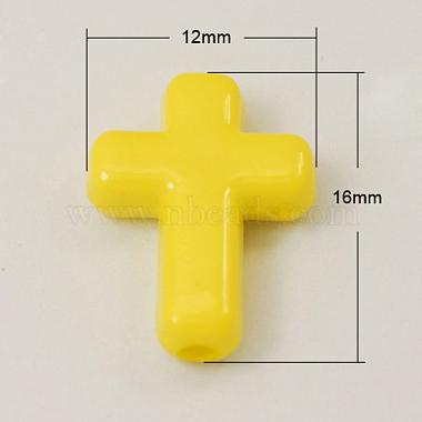 16mm Yellow Cross Acrylic Beads