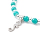 Natural Howlite Beaded Stretch Bracelet with 304 Stainless Steel Seahorse Charms(BJEW-JB08297-03)-4