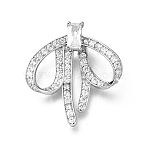 925 Sterling Silver Pave Clear Cubic Zirconia Pendants, Bowknot Charms, Platinum, 24x23x4.5mm, Hole: 1.2mm(STER-P067-04P)