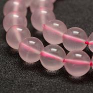 Natural Rose Quartz Beads Strands, Round, 8mm, Hole: 1mm, about 47pcs/strand, 15.5 inch(39cm)(G-E375-8mm-01)