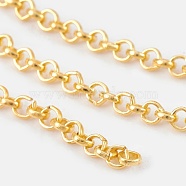 Iron Rolo Chains, Belcher Chain, with Spool, Unwelded, Lead Free, Golden, 2x1mm, about 328.08 Feet(100m)/roll(CH-S066-G-LF)