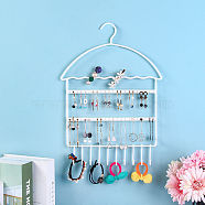 House Shaped Wall-mounted Iron Jewelry Display Rack, Jewelry Hanging Organizer Holder with Hook for Bracelet, Necklace, Earrings Storage, White, 42x30cm(PW-WG80889-02)