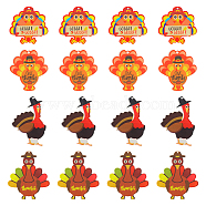 16Pcs 4 Styles Thanksgiving Day Opaque Acrylic Pendants, Turkey Charm, Mixed Color, 37~53x39.5~52x2.2mm, Hole: 1.5mm, 4pcs/style(SACR-SC0001-18)