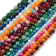 Natural Striped Agate/Banded Agate Beads Strands, Dyed & Heated, Faceted Round, Mixed Color, 6mm, Hole: 1mm, about 57pcs/strand, 14.09~14.57''(35.8~37cm)(G-A246-6mm-15)