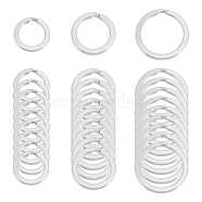 30Pcs 3 Style 304 Stainless Steel Keychain Clasps, Split Key Rings, Stainless Steel Color, 15~30x2~3mm, 10pcs/style(KEYC-UN0001-05)