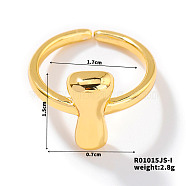 Fashionable Letter Brass Open Cuff for Women, Golden, European and American Style, Letter I, Inner Diameter: 17mm(UR6840-9)