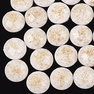 Resin Cabochons, with Glitter Powder & Foil, Faceted, Dome/Half Round, Gold, 14.5~15x5mm(CRES-Q208-10B-01)