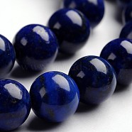 Round Natural Lapis Lazuli Gemstone Bead Strands, Dyed, 10mm, Hole: 1mm, about 40pcs/strand, 14.9 inch(G-J333-05-10mm)