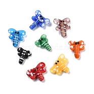 Handmade Lampwork Beads, Dragonfly, Mixed Color, 17.5~22.5x17~22x7mm, Hole: 2mm(LAMP-I024-01)