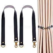 Leather Curtain Tiebacks, Rod Holders, Hanging Decorations, with Alloy Findings, Flat, Black, 500x20mm(AJEW-GF0005-05B)