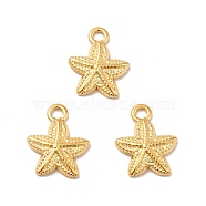Ion Plating(IP) 304 Stainless Steel Pendants, Starfish Charms, Real 18K Gold Plated, 15.5x13x2.5mm, Hole: 2mm(STAS-I197-015G)