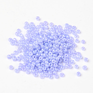 12/0 Glass Seed Beads, Ceylon, Round, Round Hole, Lilac, 12/0, 2mm, Hole: 1mm, about 3333pcs/50g, 50g/bag, 18bags/2pounds(SEED-US0003-2mm-146)