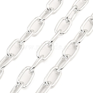 Oxidation Aluminum Cable Chains, Unwelded, with Spool, Silver, 19.5x11x2.5mm, about 32.81 Feet(10m)/Roll(CHA-D001-07S)