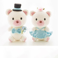 DIY Wedding Doll Knitting Kits for Beginners, including Yarn, Instruction, Bear, Finish Product: 140mm(PW-WG82907-03)