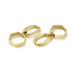 Ion Plating(IP) 304 Stainless Steel Charms, Hexagon Charm, Real 14K Gold Plated, 10.5x8.5x2mm, Hole: 3.5x6.5mm(STAS-F284-05G)