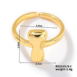 Fashionable Letter Brass Open Cuff for Women, Golden, European and American Style, Letter I, Inner Diameter: 17mm(UR6840-9)