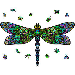 DIY Wooden Assembly Animal Toys Kits for Boys and Girls, Dragonfly Model Puzzle for Kids, Children Intelligence Toys, Dragonfly, 210x350x4mm, box:19.8x15.9x5.5cm(AJEW-WH0344-0001)