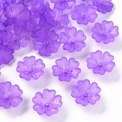 Transparent Frosted Acrylic Bead Caps, 5-Petal, Flower, Blue Violet, 16.5x6mm, Hole: 1.6mm, about 959pcs/500g(MACR-S371-04A-747)