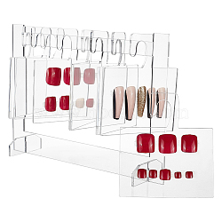 Elite 1 Set Acrylic Nail Art Display Boards, False Nail Sample Display Stand with 10Pcs Hanging Hooks, Clear, 8x19x13.5cm(ODIS-PH0001-62B)