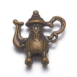 Tibetan Style Alloy Pendants, Kettle, Cadmium Free & Nickel Free & Lead Free, Antique Bronze, 18.5x17x5mm, Hole: 2mm.(PALLOY-A10581-AB-NF)
