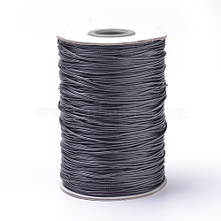 Braided Korean Waxed Polyester Cords, Black, 0.8mm, about 87.48 yards(80m)/roll(YC-T002-0.8mm-101)