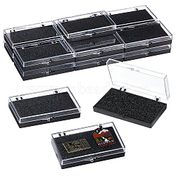 Plastic Badge Storage Box, Badge Gift Case with Black Sponge, Rectangle, 5.2x8x1.55cm, Inner Diameter: 4.2x7.6cm(CON-WH0086-121A)