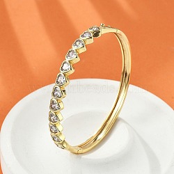 Brass Micro Pave Clear Cubic Zirconia Hinged Bangles for Women, Heart, Cadmium Free & Lead Free, Rack Plating, Long-Lasting Plated, Real 18K Gold Plated, 1/4 inch(0.65cm), Inner Diameter: 2-1/8x2-3/8 inch(5.5x5.9cm)(BJEW-K274-02G)