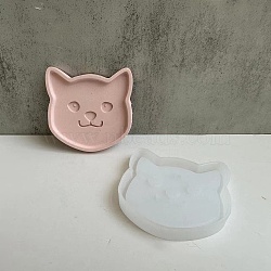 DIY Pet Theme  Coaster Silicone Molds, Resin Casting Molds, for UV Resin, Epoxy Resin Craft Making, Cat, 83x82x13mm, Inner Diameter: 74x78mm(SIMO-P001-A01)