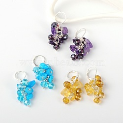Gemstone Chips Earrings, with Glass Beads and Brass Leverback Hoop Earrings, Natural & Synthetic Mixed Stone, 39mm, Pin: 0.7mm(EJEW-JE01301)
