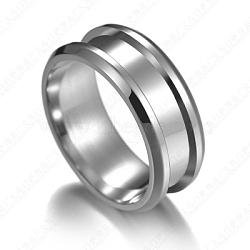 201 Stainless Steel Grooved Finger Ring Settings, Ring Core Blank, for Inlay Ring Jewelry Making, Stainless Steel Color, Size 10, 8mm, Inner Diameter: 20mm(STAS-TAC0001-10D-P)