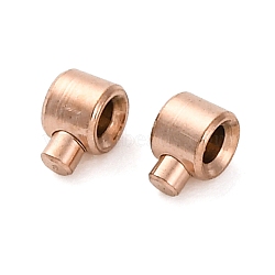 Ion Plating(IP) 304 Stainless Steel Crimp Beads, Column, Rose Gold, 4x3x2.5mm, Hole: 0.8mm(STAS-P373-03RG)