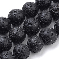 Natural Lava Rock Beads Strands, Dyed, Round, 10mm, Hole: 1mm, about 37~40pcs/strand, 14.9~15.1 inch(38~38.5cm)(G-S259-11-10mm)
