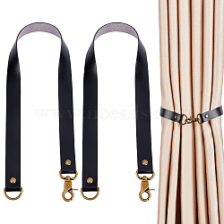 Leather Curtain Tiebacks, Rod Holders, Hanging Decorations, with Alloy Findings, Flat, Black, 500x20mm(AJEW-GF0005-05B)