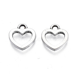 Tibetan Style Alloy Pendants, Cadmium Free & Lead Free, Heart, Antique Silver, 11x10x1.5mm, Hole: 1.6mm, about 2700pcs/1000g(TIBEP-N008-151)