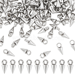 304 Stainless Steel Charms, Conw/Spike, Stainless Steel Color, 6x3mm, Hole: 1.8~2mm, 100pcs/box(STAS-DC0010-47)