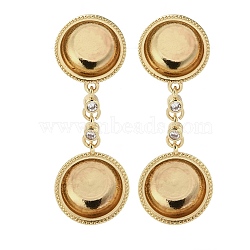 Brass Micro Pave Cubic Zirconia Stud Earrings Findings, Long-Lasting Plated, Rack Plating, Golden, 50x16x18mm, Pin: 1x12mm(KK-R215-05G)