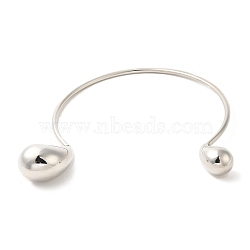 Brass Chocker Necklaces, Teardrop Rigid Necklace, Platinum, Inner Diameter: 4.45 inch(113mm)(NJEW-P291-01P)