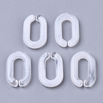 Acrylic Linking Rings, Quick Link Connectors, For Jewelry Cable Chains Making, Imitation Gemstone Style, Oval, White, 15x9x3mm, Inner Diameter: 3.5x9mm, about 2170pcs/500g