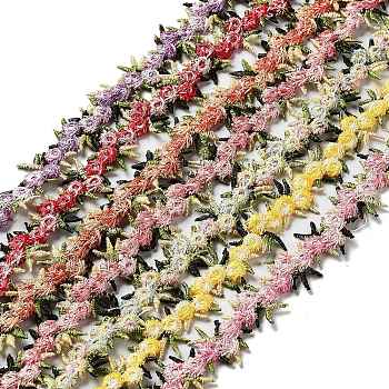 0.7M Flower Polyester Embroidery Lace Ribbon, Clothes Accessories Decoration, Mixed Color, 3/4 inch(20mm), about 0.7m/pc
