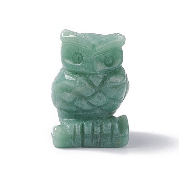 Natural Green Aventurine Display Decorations, Home Decorations, Owl, 27x22x38mm