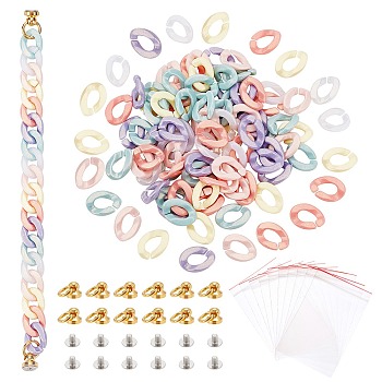 PandaHall Elite DIY Cell Phone Lanyard Making Kit, Including Acrylic Linking Rings, Brass Screw Nut, Plastic Bags, Mixed Color, Link Rings: 16x11.5x3mm, 160pcs/box
