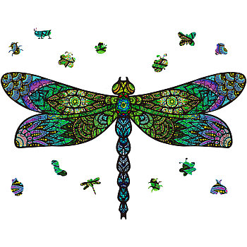 DIY Wooden Assembly Animal Toys Kits for Boys and Girls, Dragonfly Model Puzzle for Kids, Children Intelligence Toys, Dragonfly, 210x350x4mm, box:19.8x15.9x5.5cm