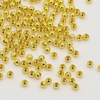 Brass Round Spacer Beads, Seamless, Golden, 2.4mm, Hole: 0.8mm