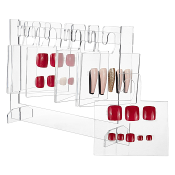 Elite 1 Set Acrylic Nail Art Display Boards, False Nail Sample Display Stand with 10Pcs Hanging Hooks, Clear, 8x19x13.5cm